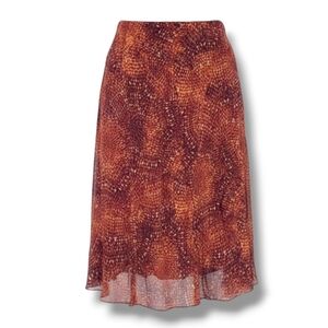 Jones New York Petite Collection women's silk lined brown midi skirt  - 8P